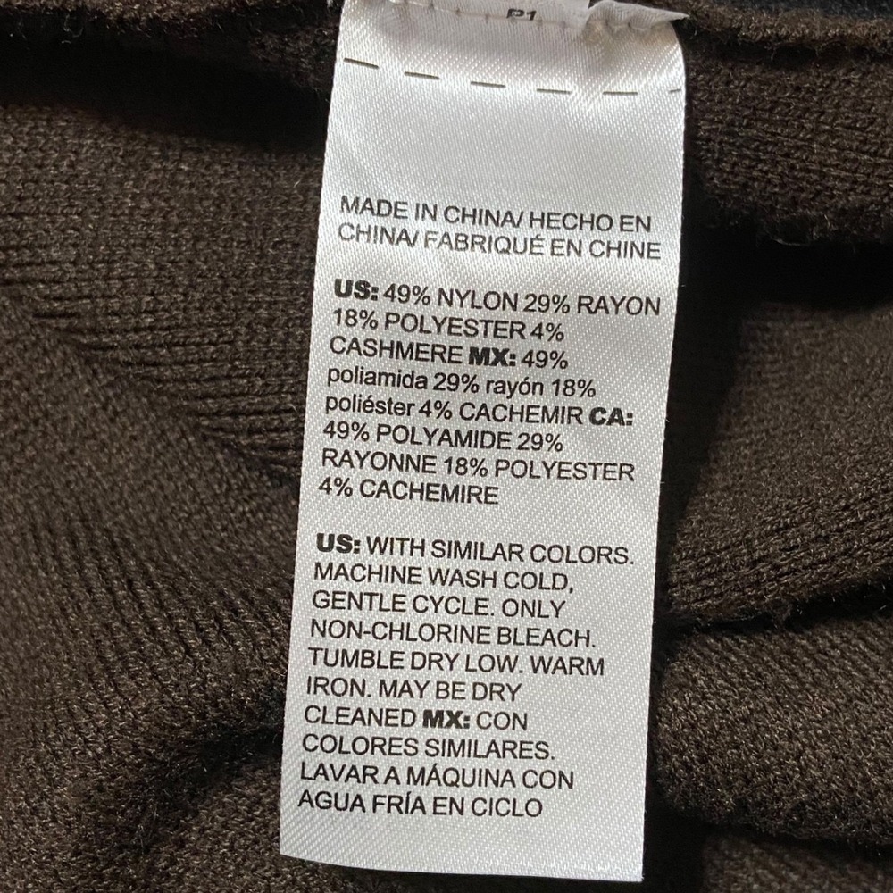 Chicos Brown Cashmere Blend Mock Neck Side Button Sweater Dress Size 1 Medium - Picture 6 of 10